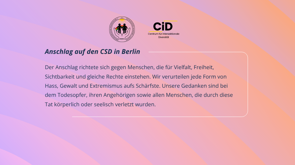 Stellungnahme zum Anschlag auf den CSD in Berlin